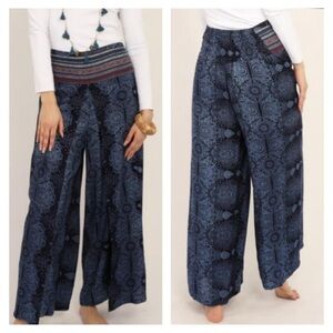 NEW Bali Queen Pocahontas Wide Leg High Rise Pants Embroidered Beach Travel